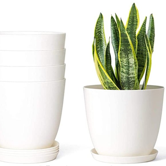 Athena Art Other - 6.5" Plastic Plant Pots for Plants with Saucers, Indoor Set of 5 🤩🤩🤩🤩🤩